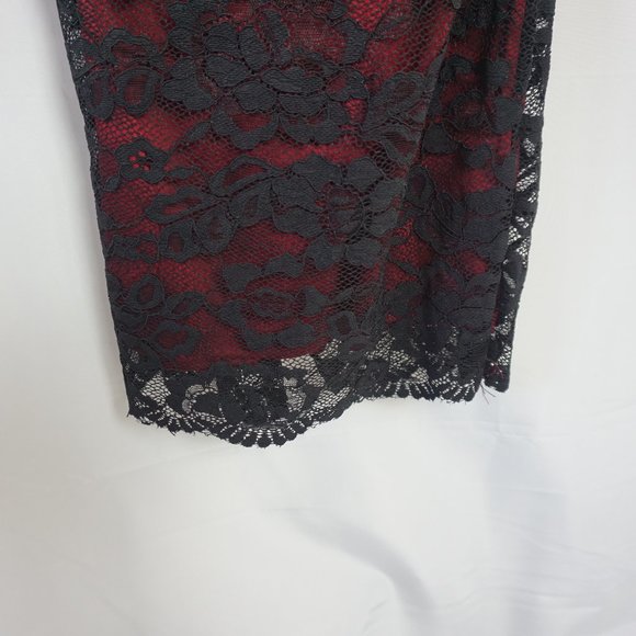 Ax Paris Lace Strappy Bodycon Dress - Black & Red - Picture 4 of 11